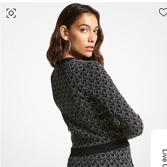 Silver MK Logo Jacquard Cardigan - Picture 4 of 7